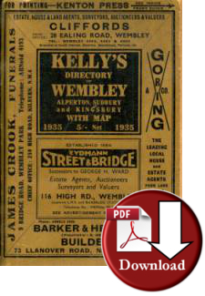 Kellys Directory of Wembley, Alperton, Sudbury & Kingsbury, 1935 (Digital Download)