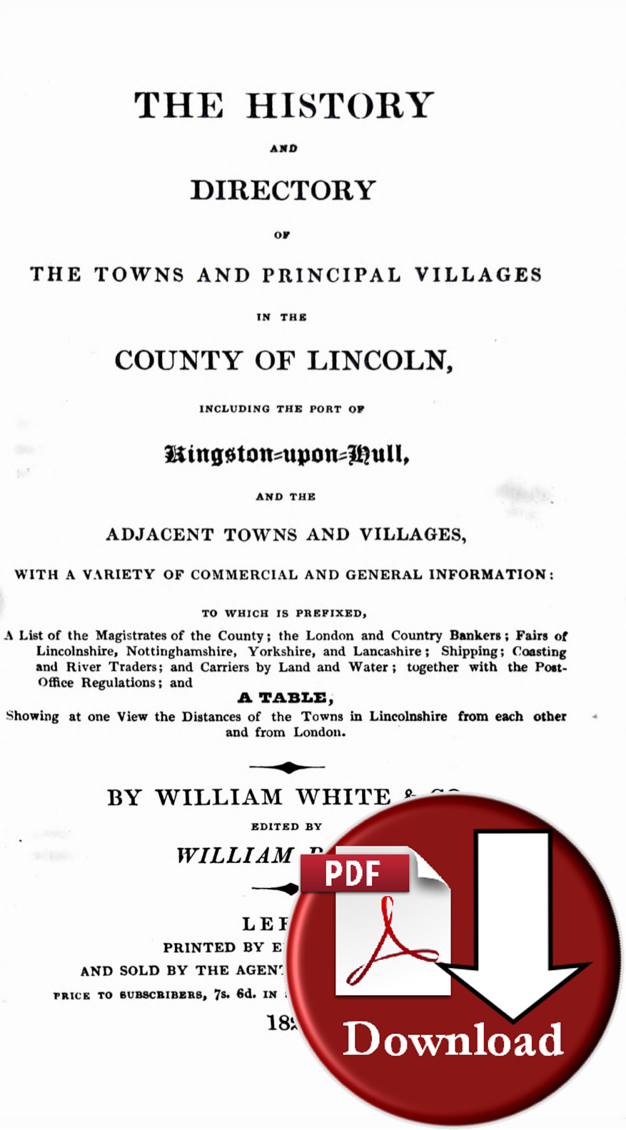 White's Directory of Town and Principal Villages of Lincolnshire & Hull 1826 (Digital Download)
