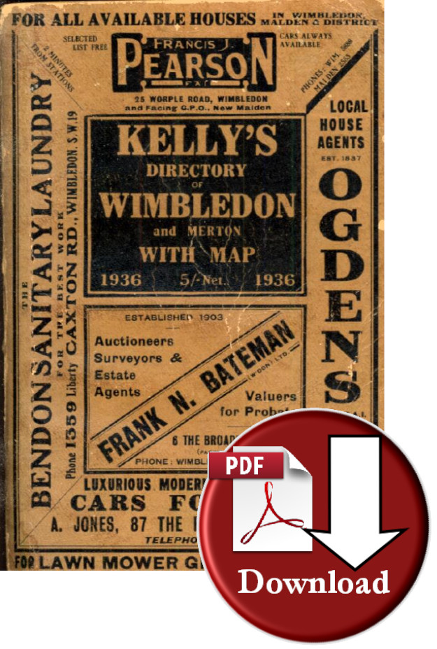 Kellys Directory of Wimbledon & Merton 1936 (Digital Download)