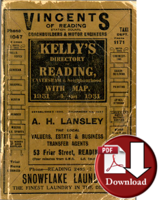 Kelly's Directory of Reading, Caversham &c, 1931 (Digital Download)