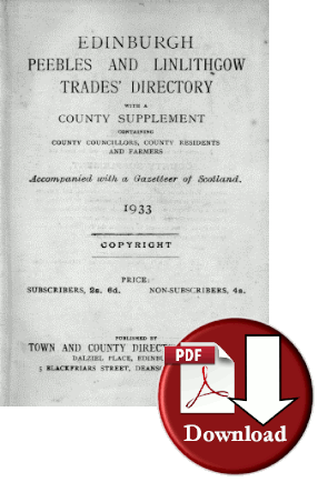 Edinburgh, Peebles & Linlithgow Trade Directory 1933 (Digital Download)