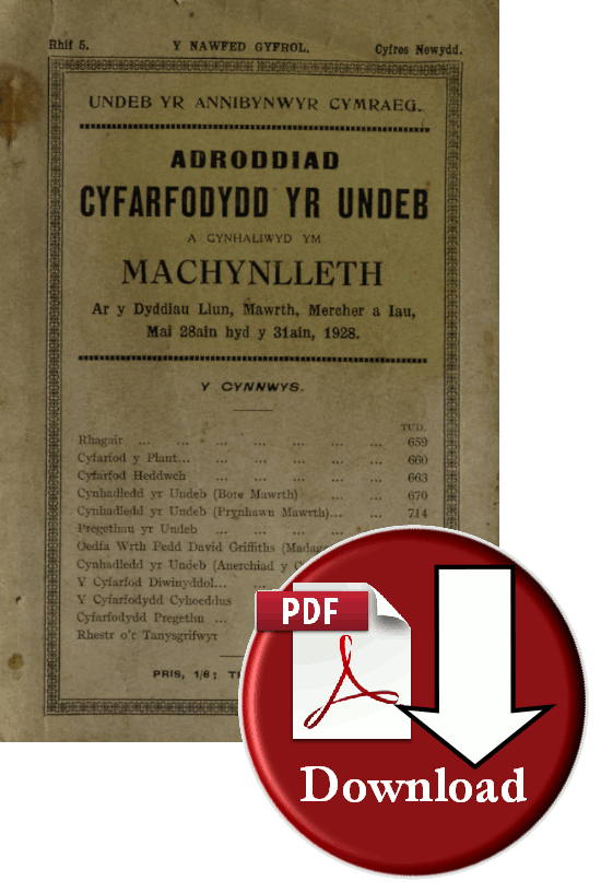 Undeb yr Annibynwyr Cymraeg, Machynlleth, 1928 (Digital Download) - Click to change size