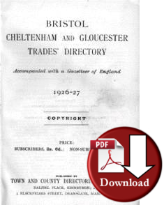 Bristol, Cheltenham & Gloucester Trade Directory 1926-27 (Digital Download)